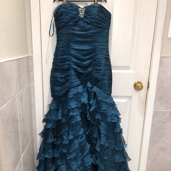 Dark teal strapless sweetheart neckline formal/prom dress - Picture 1 of 9
